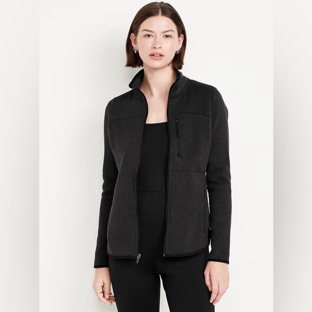 NWT! Old Navy Performance Sweater Fleece Full-zip Jacket Black Jack